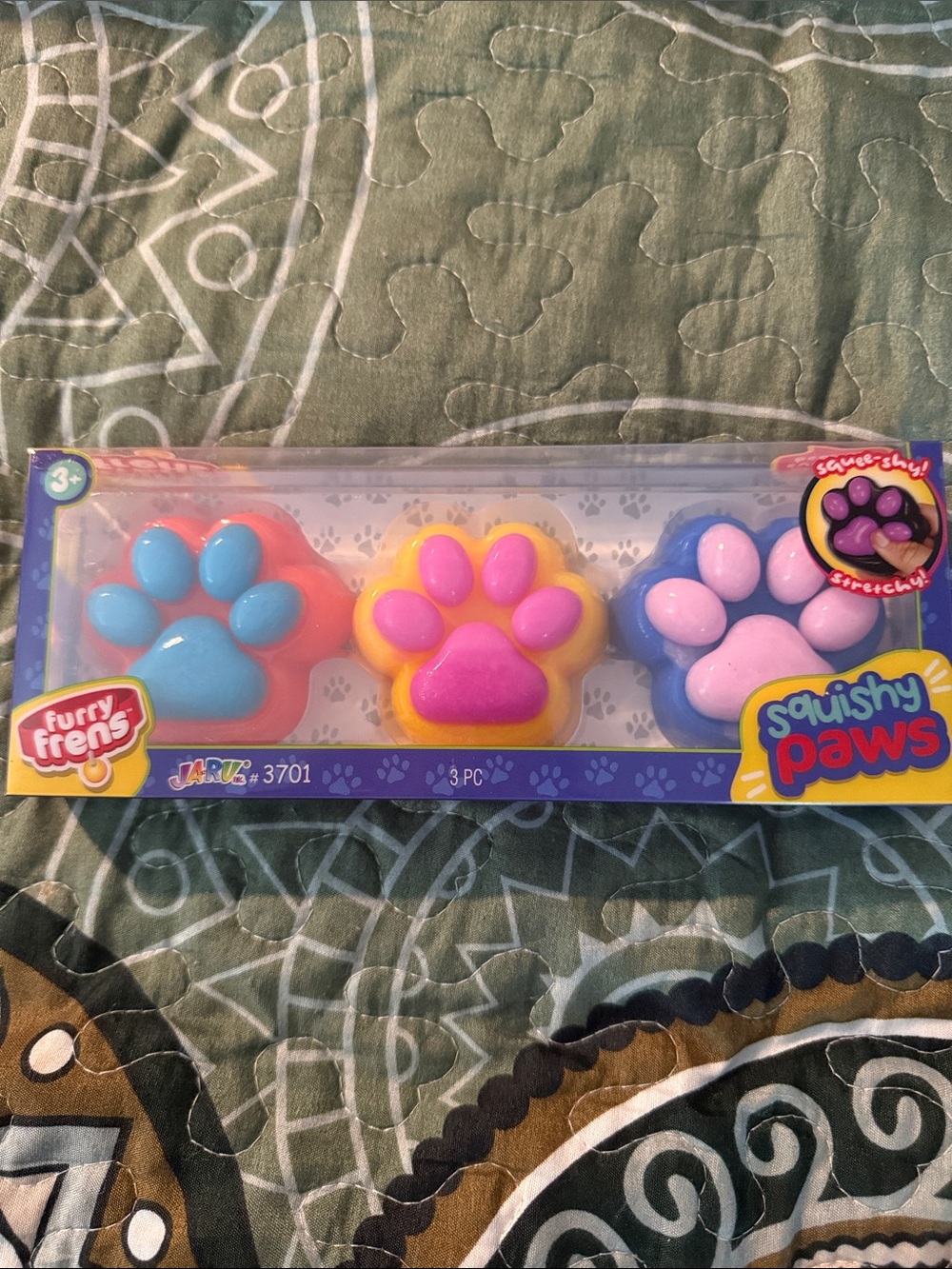 Furry frens Squishy Paws 3-Pack - Blue, Yellow, Pink